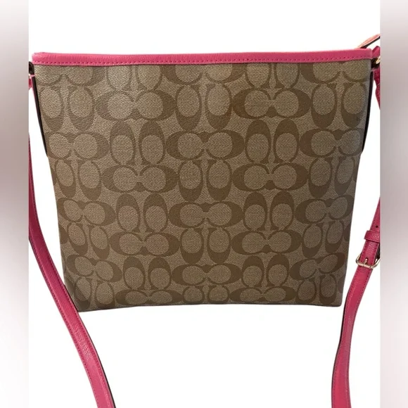 Coach Large Signature Monogram File Crossbody Bag EUC - Picture 2 of 8